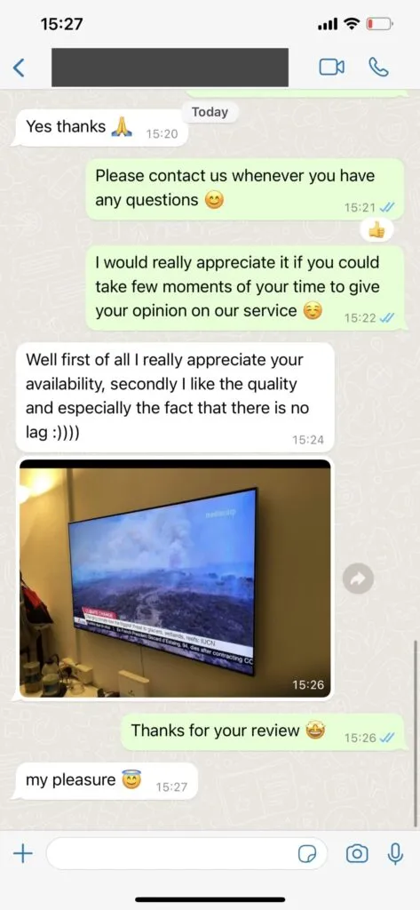 WhatsApp supportervaring 2 voor OMNIPTV