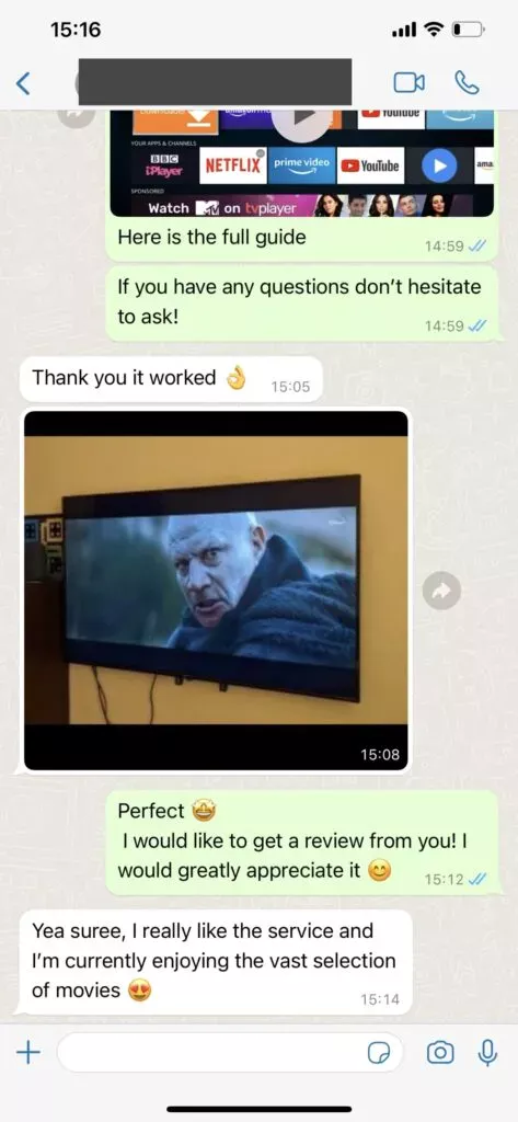 Chat IPTV review screenshot 1 van klant