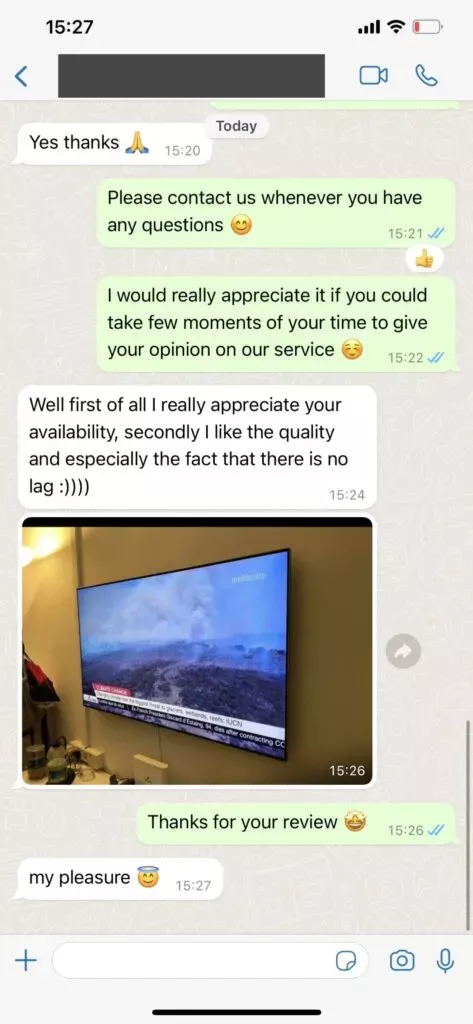 Chat IPTV review screenshot 2 van klant